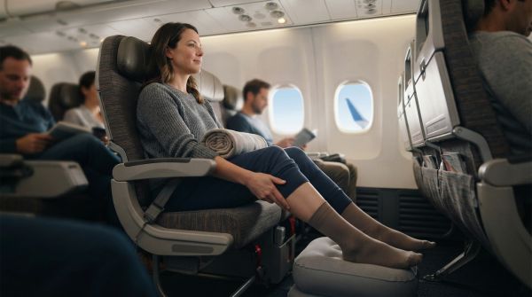 Solutions pour soulager vos jambes lourdes en avion : top 5 des repose-pieds